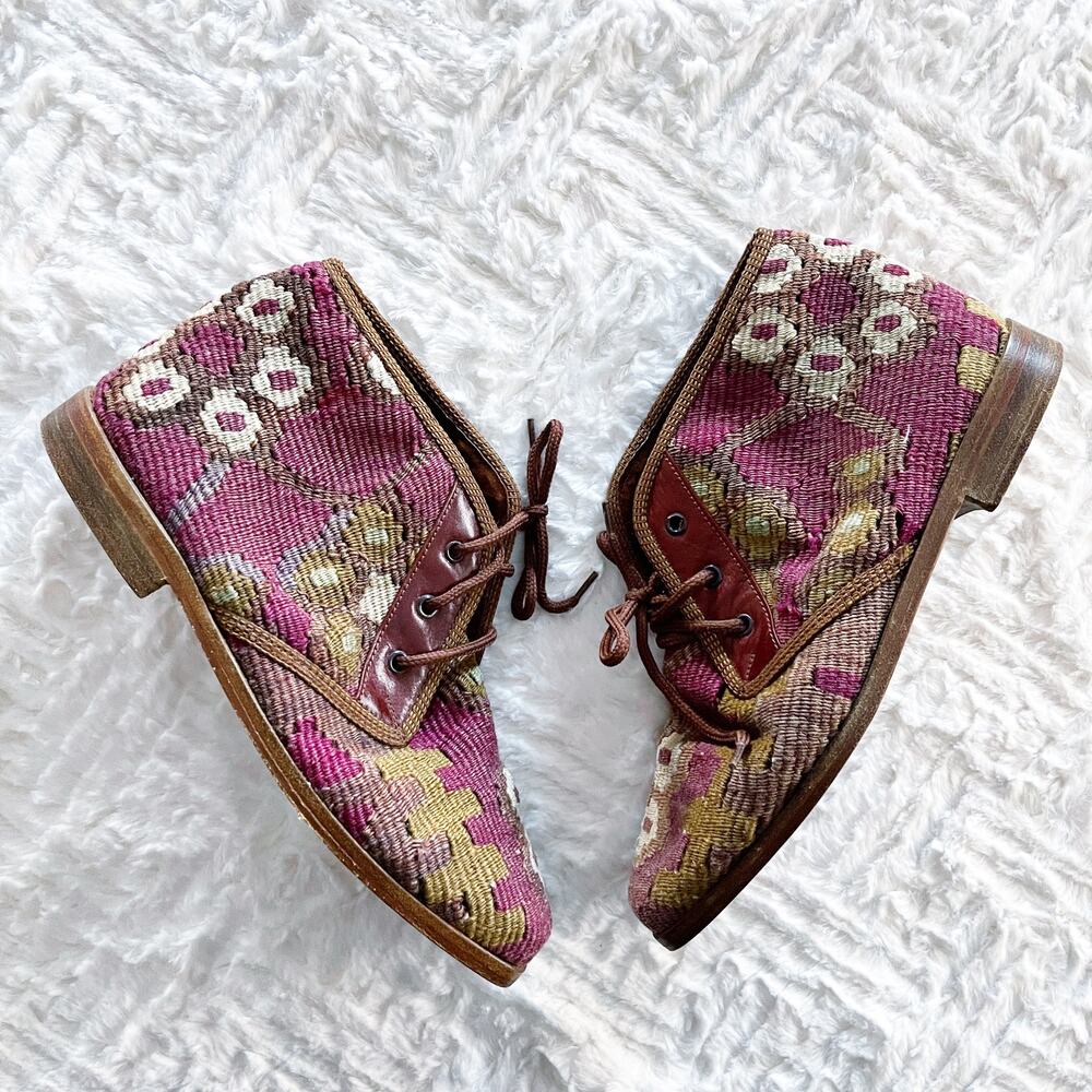 The Nomadic Collection Vintage Kilim Tapestry Chukka Boots Floral Boho Folklore